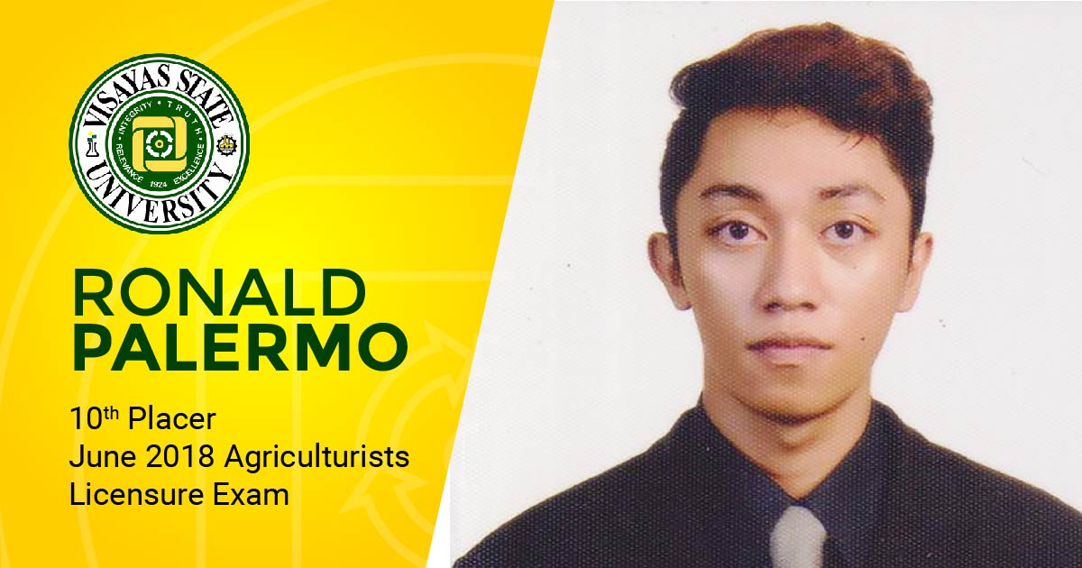 TOP 10. Ronald Palermo is one of the topnotchers of the June 2018 board exam for agriculturists.