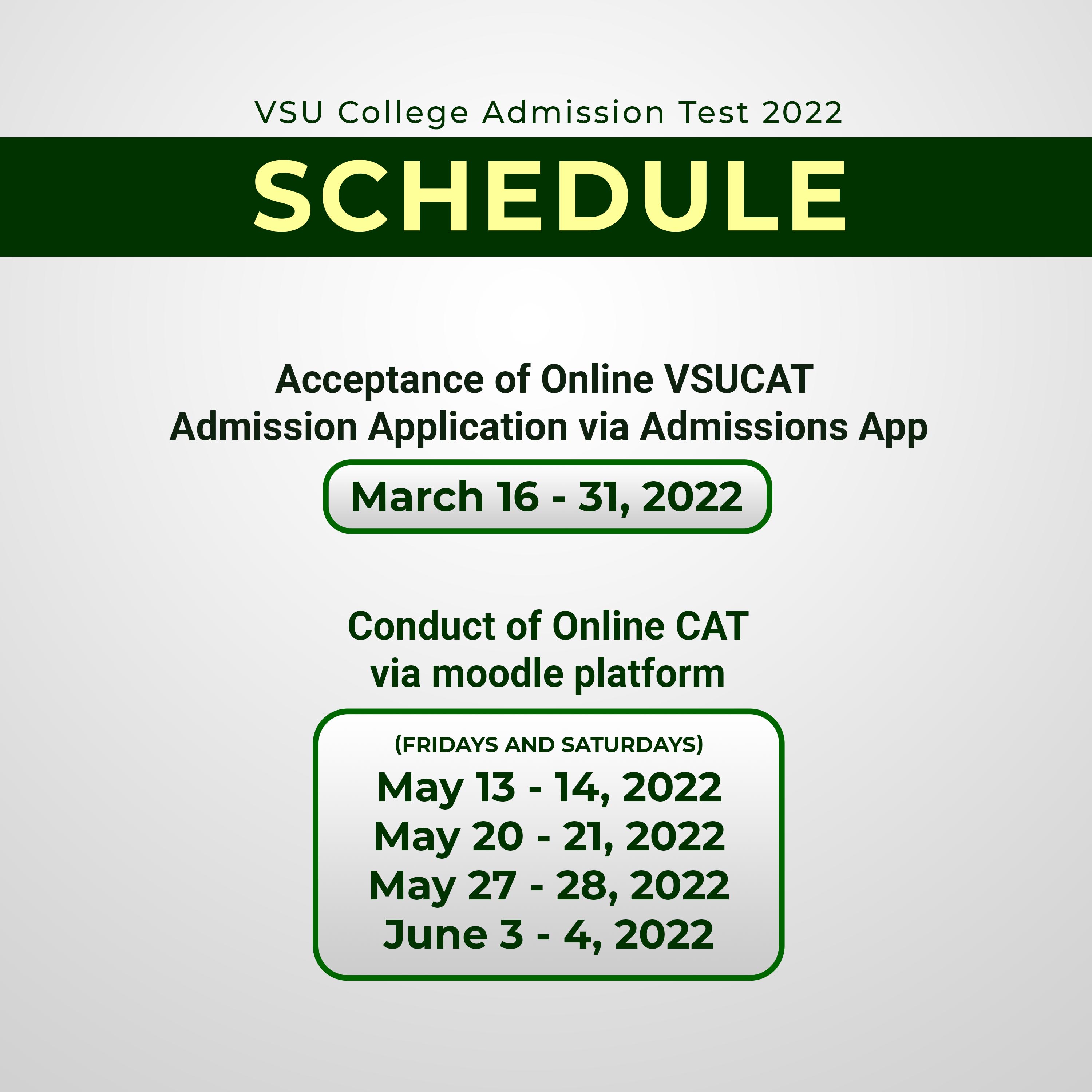 vsu caat 2022 schedule