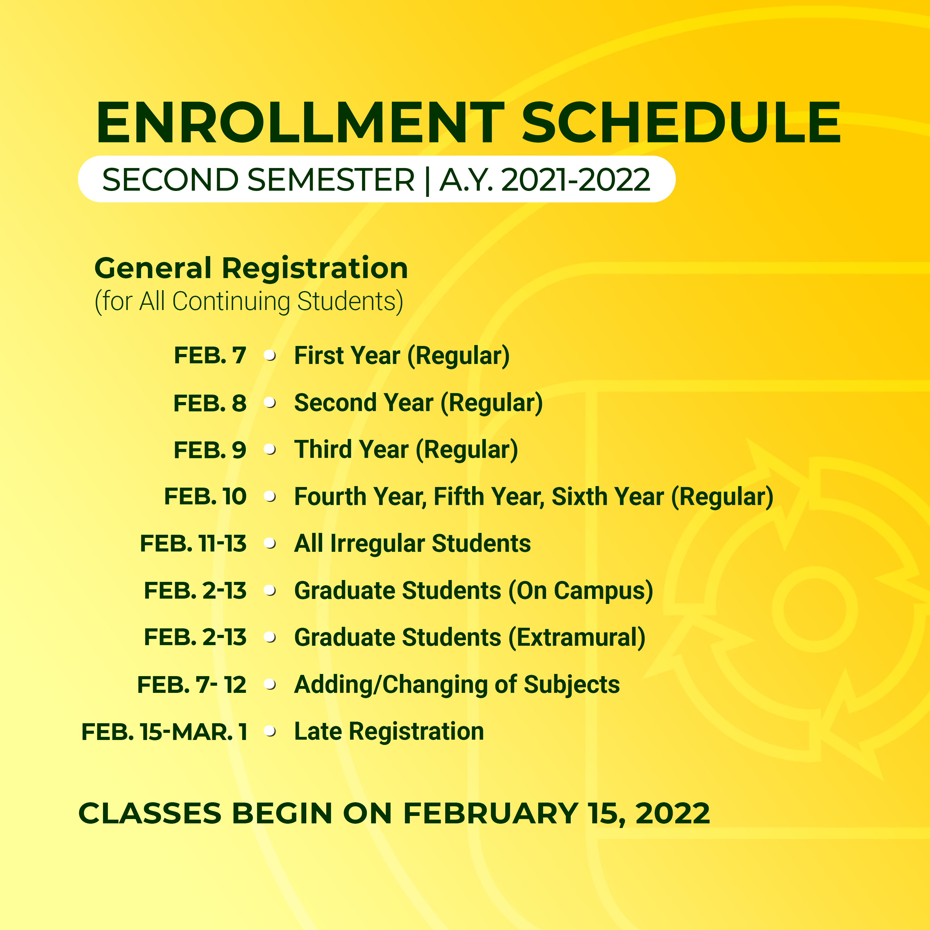 Schedule VSU Enrollment 2021-2022 2nd semester
