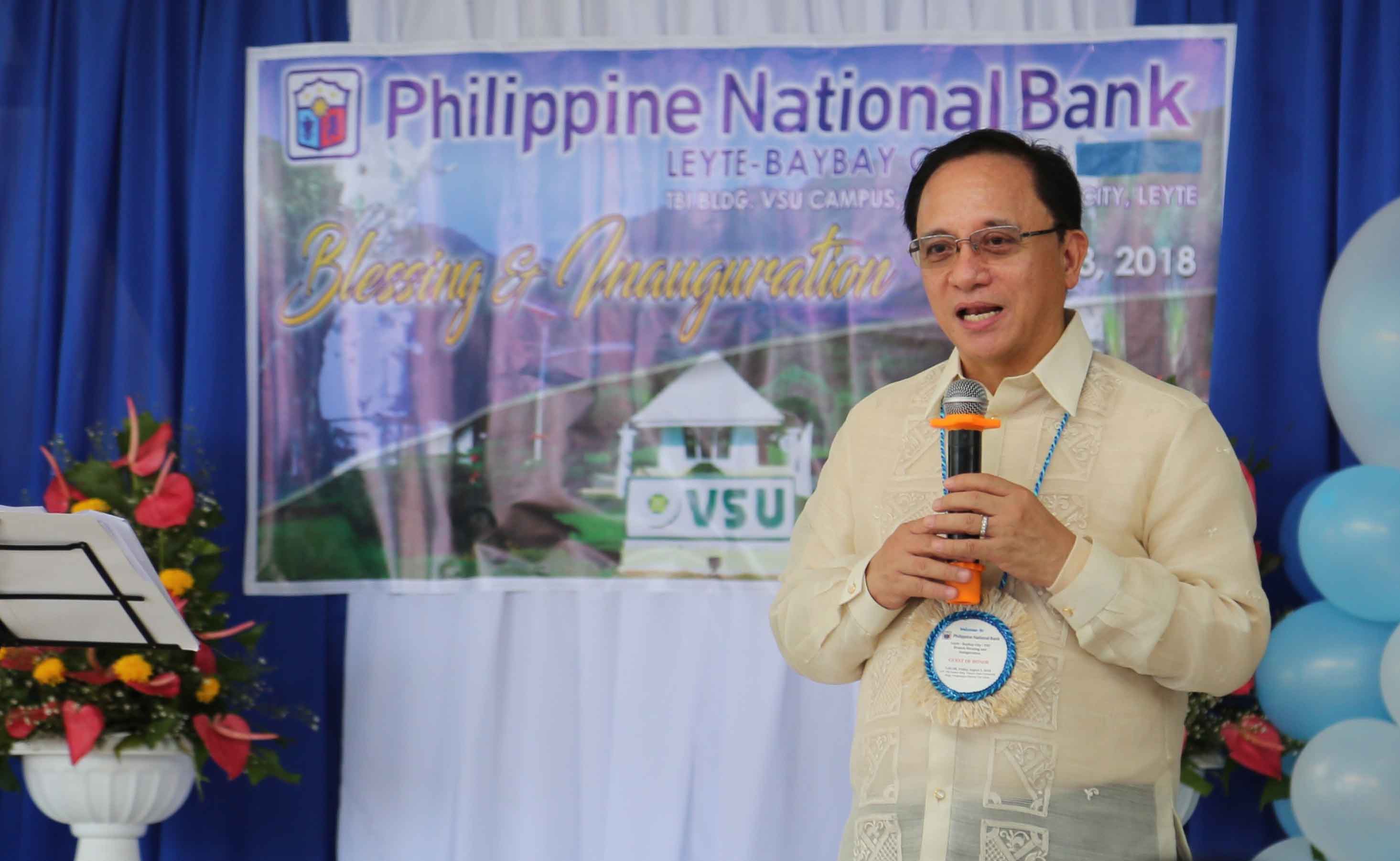 PNB Executive Vice President Bernie Tocmo, VSU alumnus, graced the opening of the PNB branch-lite in VSU.