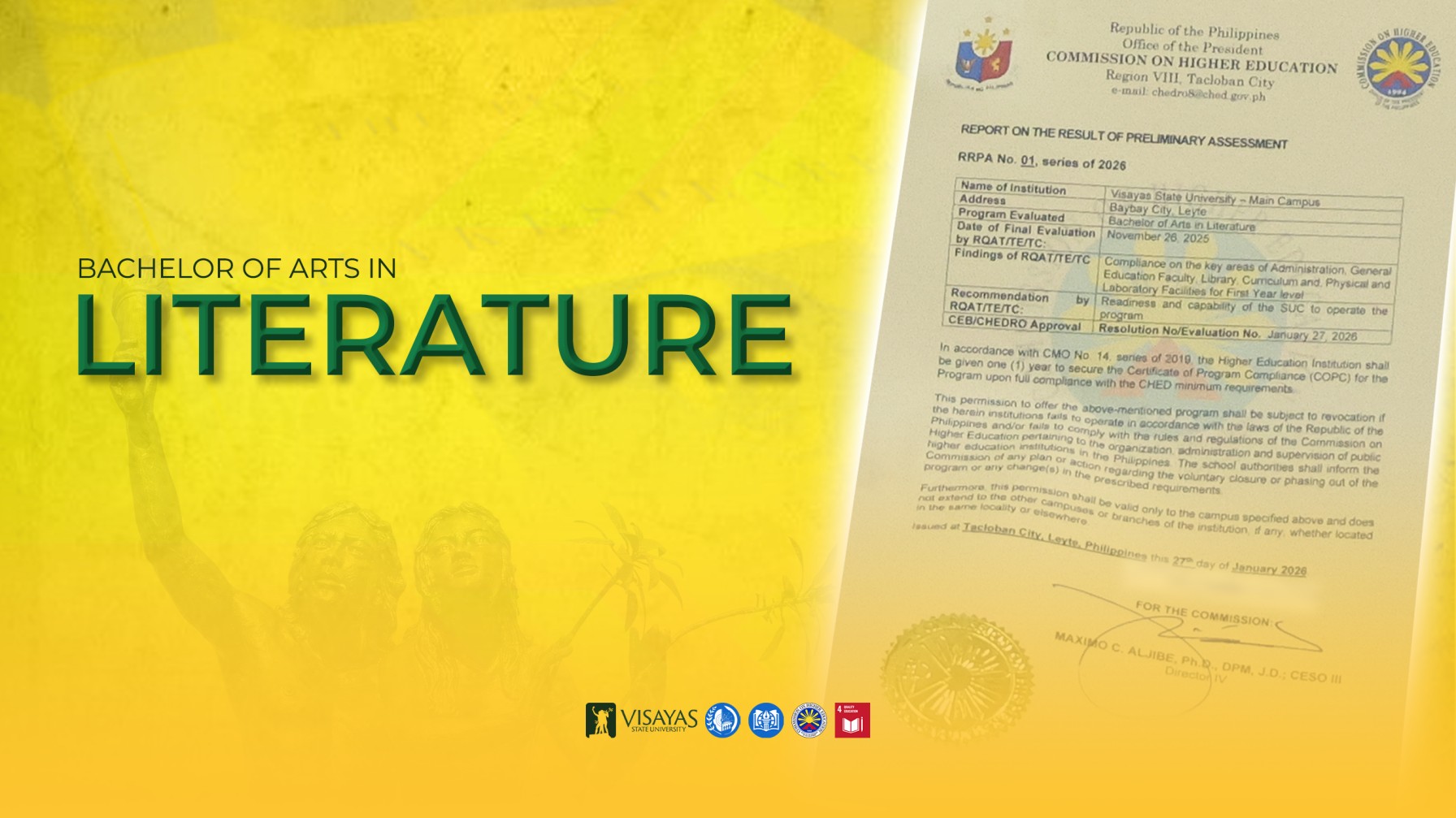 CHED-RO8_approves_AB_Literature_offering_at_VSU_DALL_for_AY_2026-27