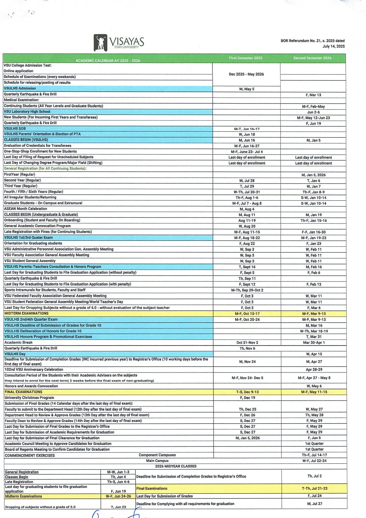 CHED NOTED Academic Calendar 2025 2026