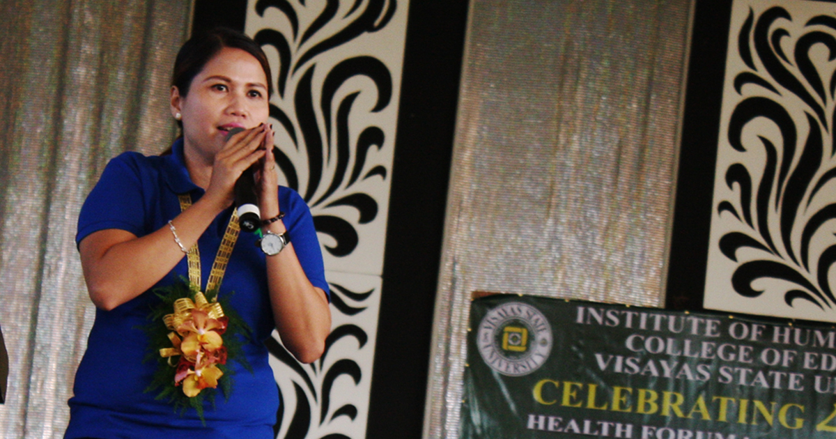 Rogelette Urgel, PDEA's preventive education and community involvement section chief, informed students of the ill effects of drug abuse.
